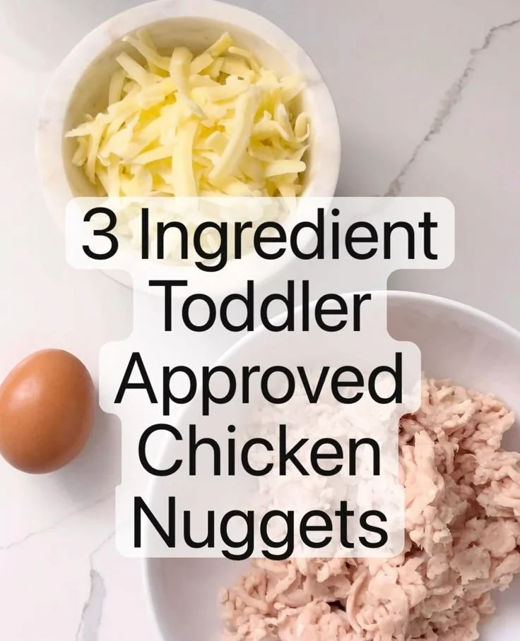 Toddler approved chicken nuggets made with ground chicken, cheese, and egg