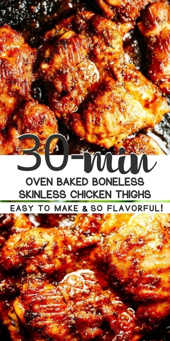Oven baked chicken thighs cooked to perfection in 30 minutes