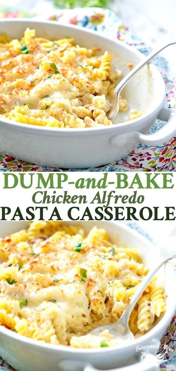 Delicious Chicken Alfredo Casserole ready to serve, showcasing creamy pasta and chicken.