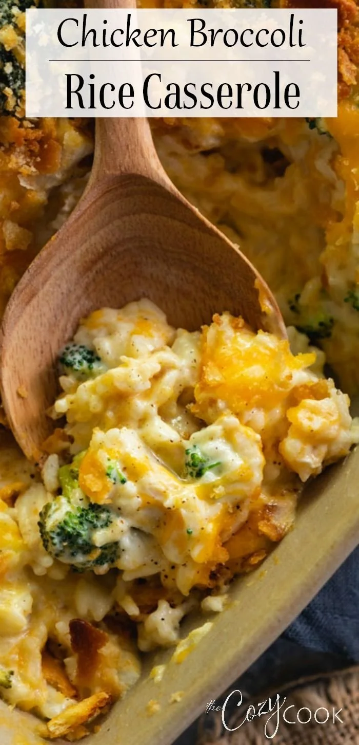 Delicious Chicken Broccoli Rice Casserole served in a baking dish