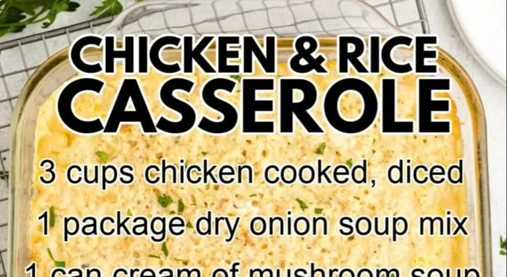 Delicious Chicken Rice Casserole served in a baking dish with herbs and spices