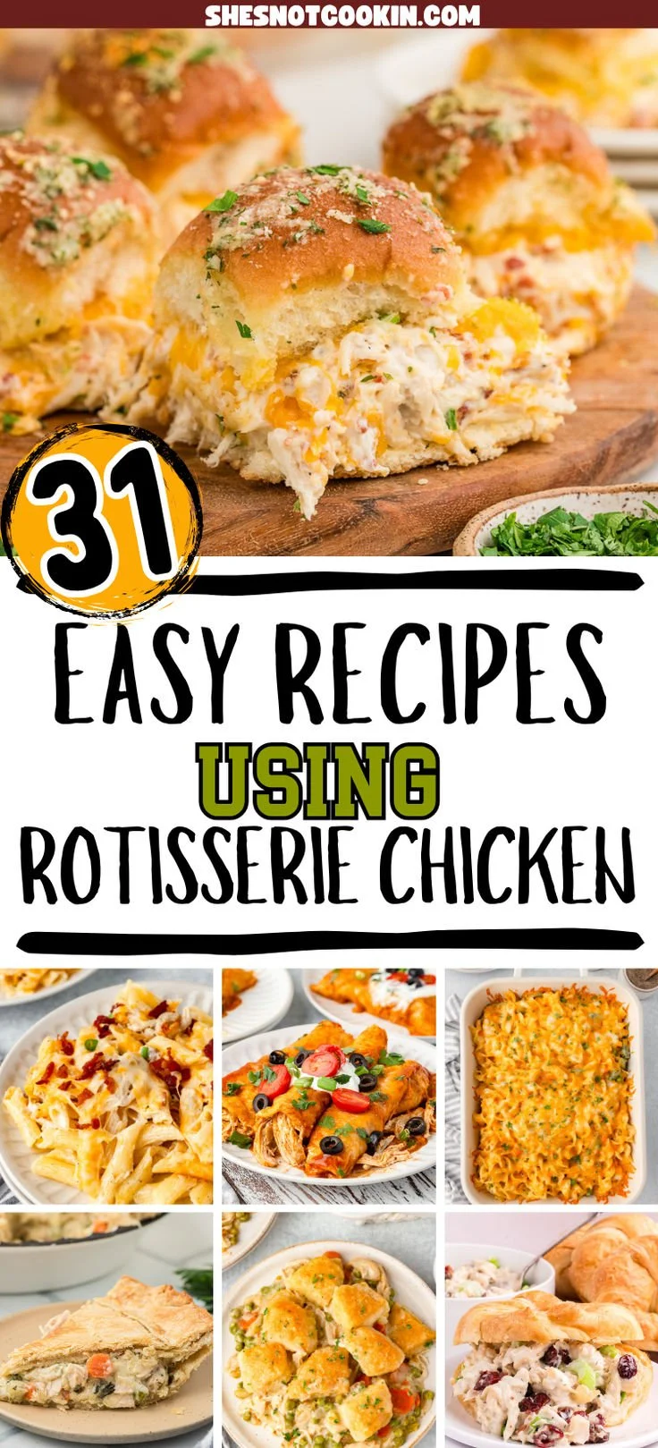 Easy dinner recipes featuring rotisserie chicken for quick weeknight meals.