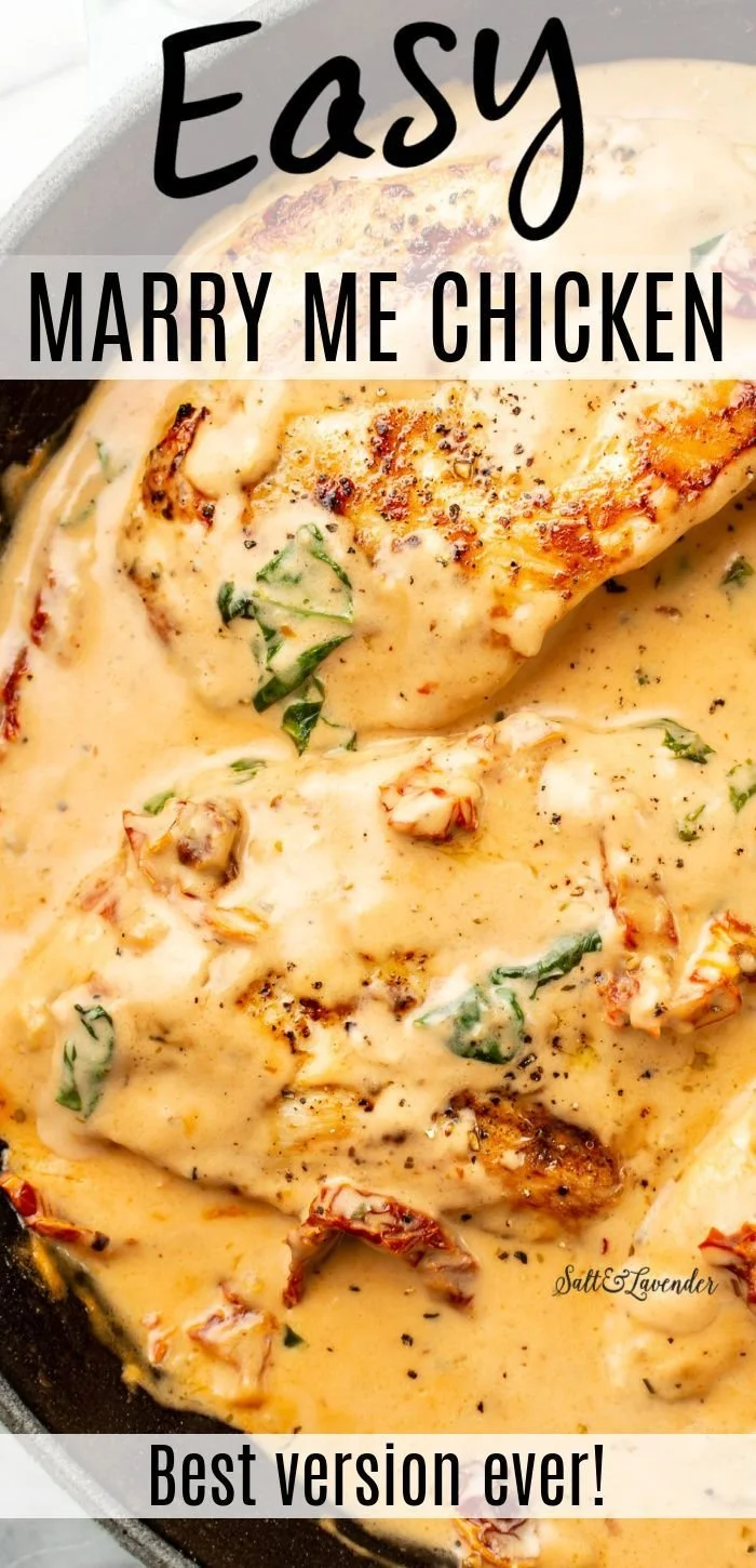 Delicious easy Marry Me Chicken recipe served with herbs and cream sauce.
