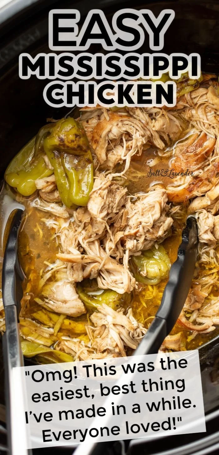 Plate of Easy Mississippi Chicken with spices and vegetables