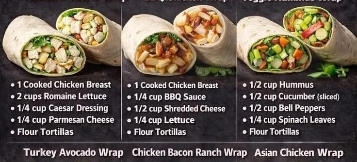 Healthy chicken avocado wraps filled with fresh ingredients for a quick meal.