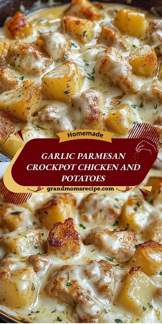 Garlic Parmesan Chicken and Potatoes cooked in a crockpot