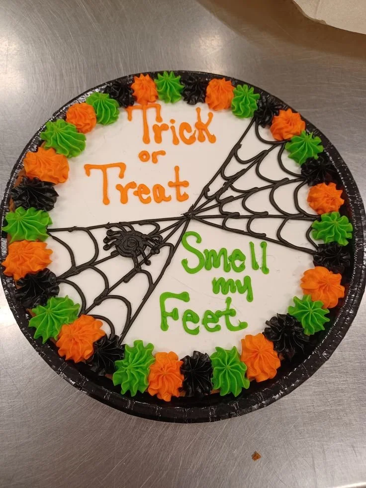 Halloween cookie cake decorated with spooky designs and festive colors