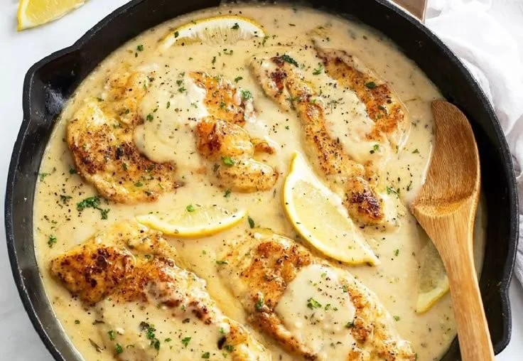 Juicy lemon pepper chicken garnished with herbs and spices