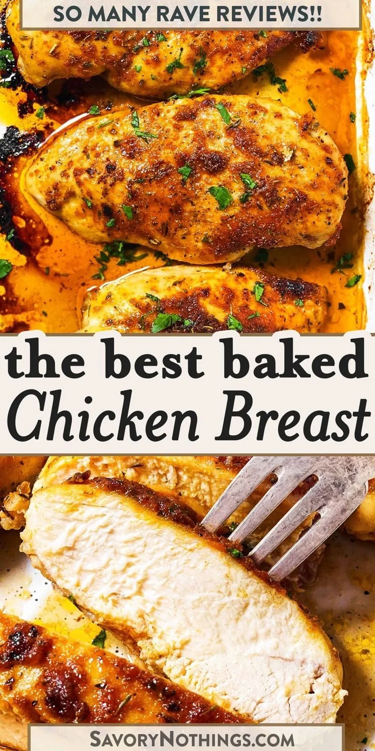 Oven baked chicken breast served with herbs and seasoning