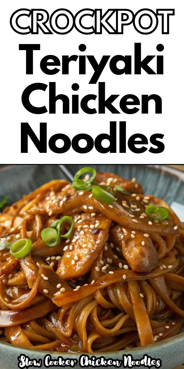 Delicious slow cooker teriyaki chicken noodles served in a bowl