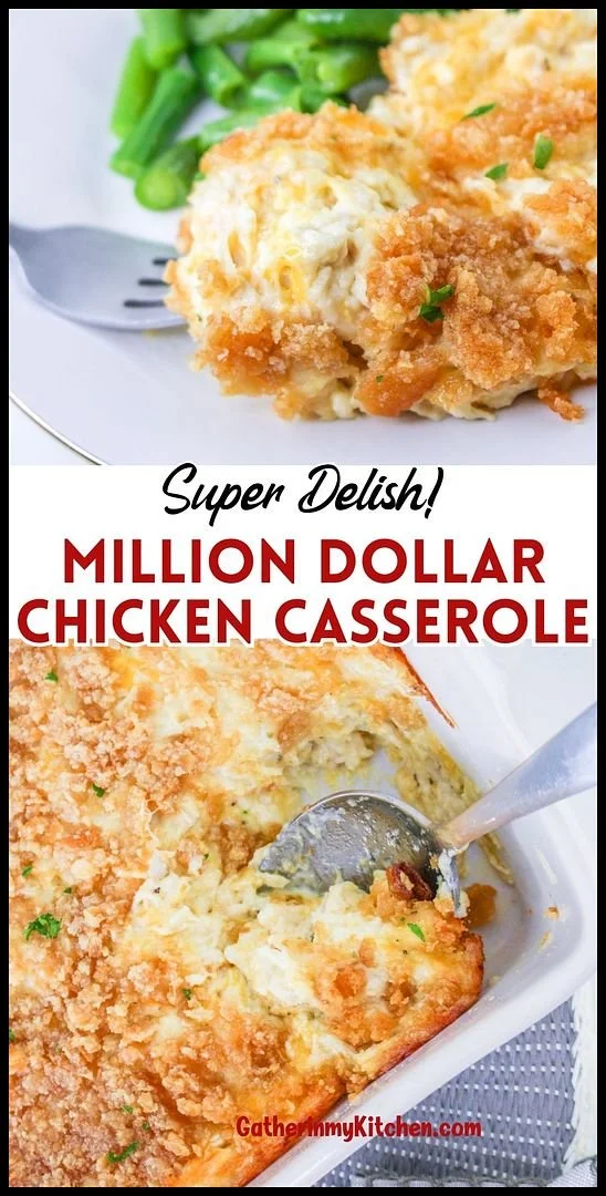 Delicious homemade chicken casserole baked with vegetables and creamy sauce